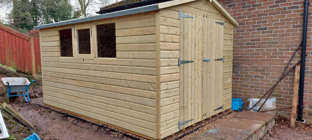 12 x 6 22mm Tanalised Pressure Treated Loglap Apex Shed