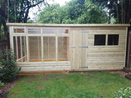 16 x 8 Loglap Combination Greenhouse / Shed