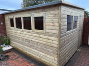 14 x 10 22mm Tanalised Pressure Treated Loglap Pent Shed