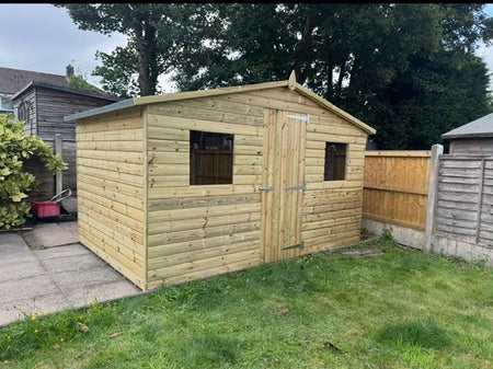 16 x 10 22mm Tanalised Pressure Treated Loglap Apex Shed
