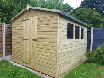 12 x 12 22mm Tanalised Pressure Treated Loglap Apex Shed